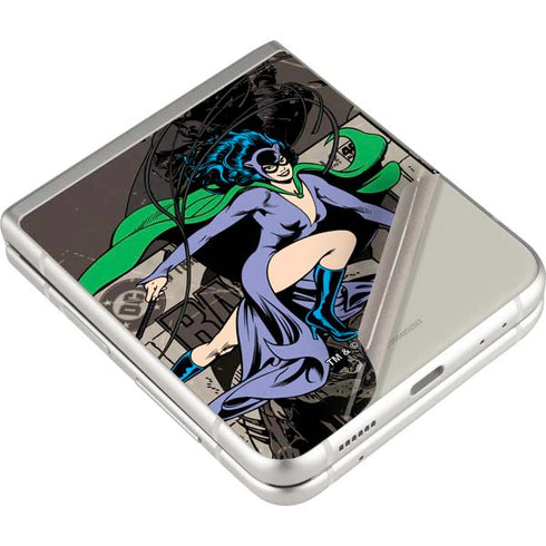 DC Comics Catwoman Vintage Action Pose Pattern Galaxy Z Flip3 5G Skin